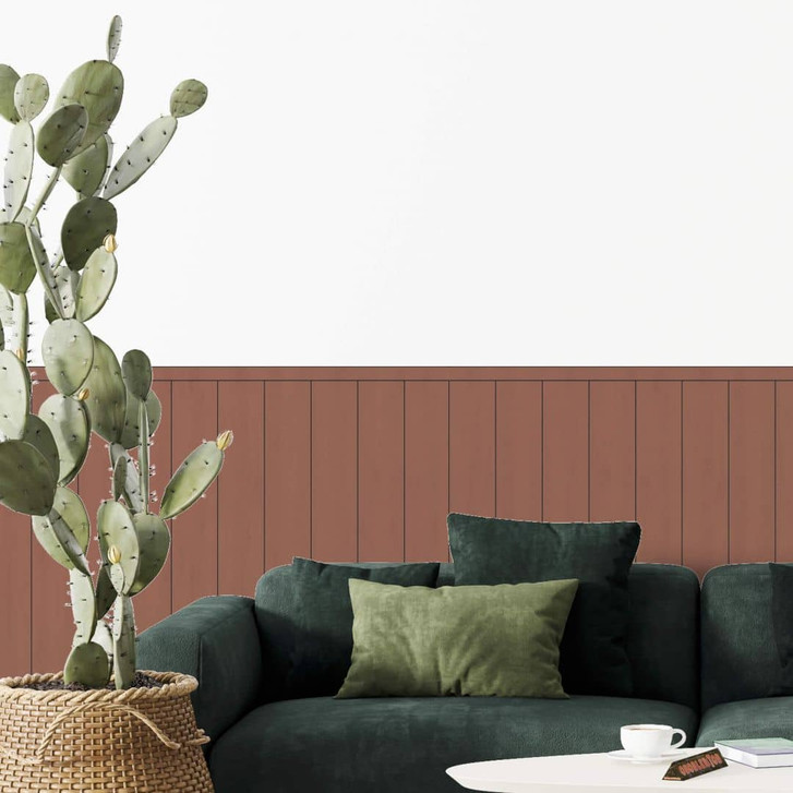 Wandpaneele Wandverkleidung selbstklebend rostbraun mit Maserung - WA429731