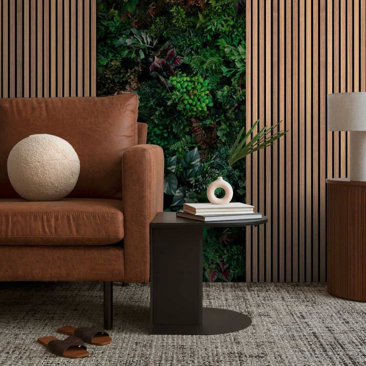 Fototapete mit Pflanzen und Holzpaneelen - Vliestapete Naturdesign - Wohnzimmer Tapete - WA418361