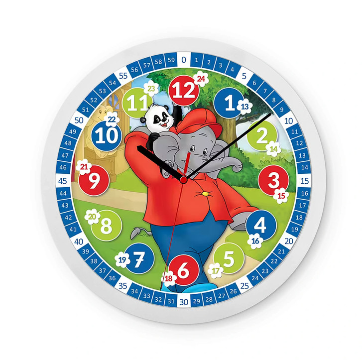 Kinder Wanduhr Benjamin Blümchen mit Panda - Rund Ø30 cm - WA316450