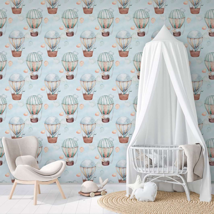 Kindertapete, Vliestapete mit Illustration Kids Walls blau, beige - WA445675