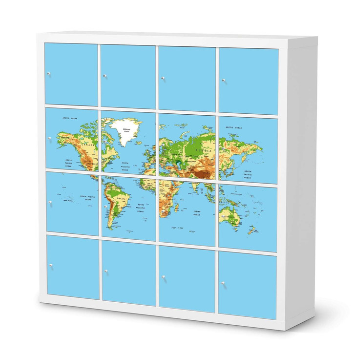 Möbelfolie IKEA Expedit Regal 16 Türen - Geografische Weltkarte - CR118077