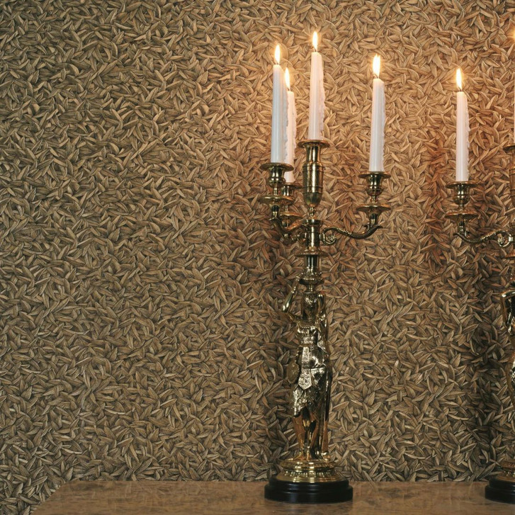 Vliestapete 3D-Optik, Blattmotiv Floral Klassisch in Gold - WA508533