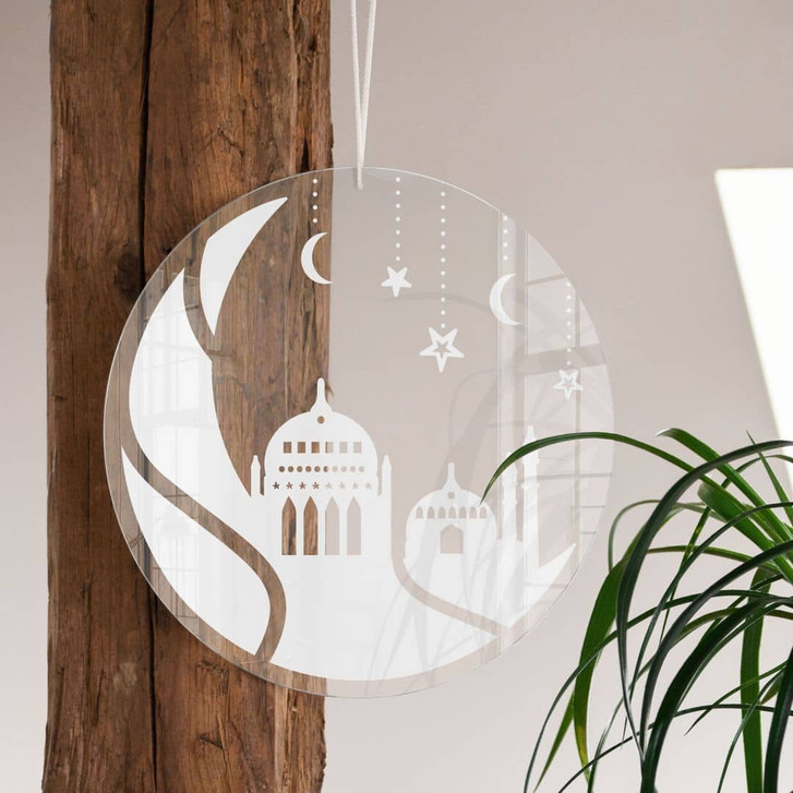 Acrylglasbild, Fensterbild zum Aufhängen Ramadan Kareem - Mondsilhouette - Rund - WA415658