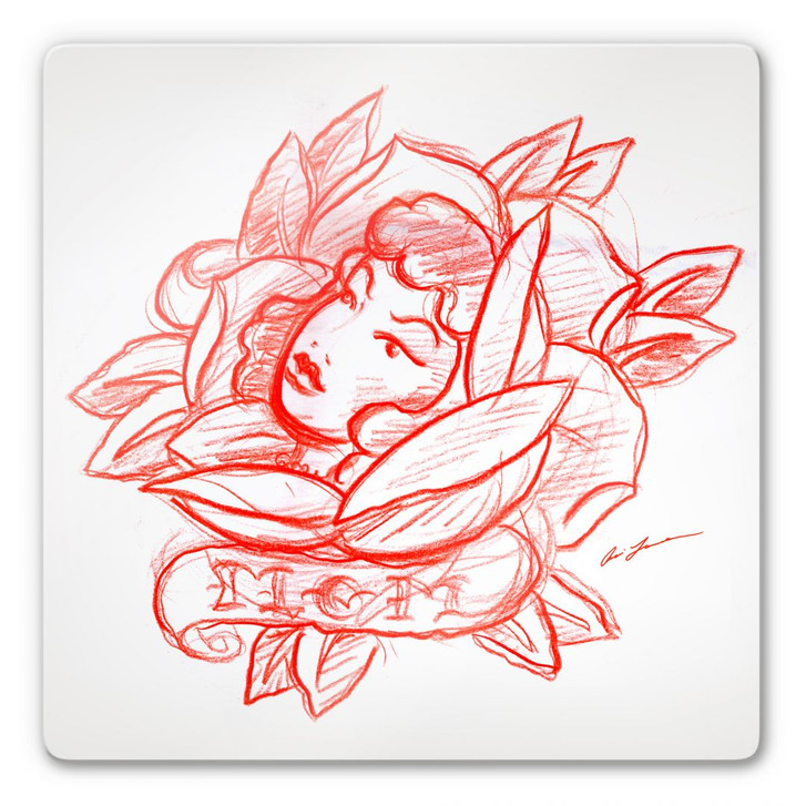 Glasbild Miami Ink Blütengesicht - WA125435