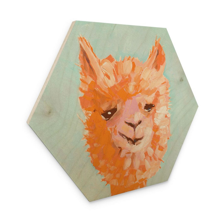 Hexagon Holzbild Oranges Alpaca - Zwara - WA425034