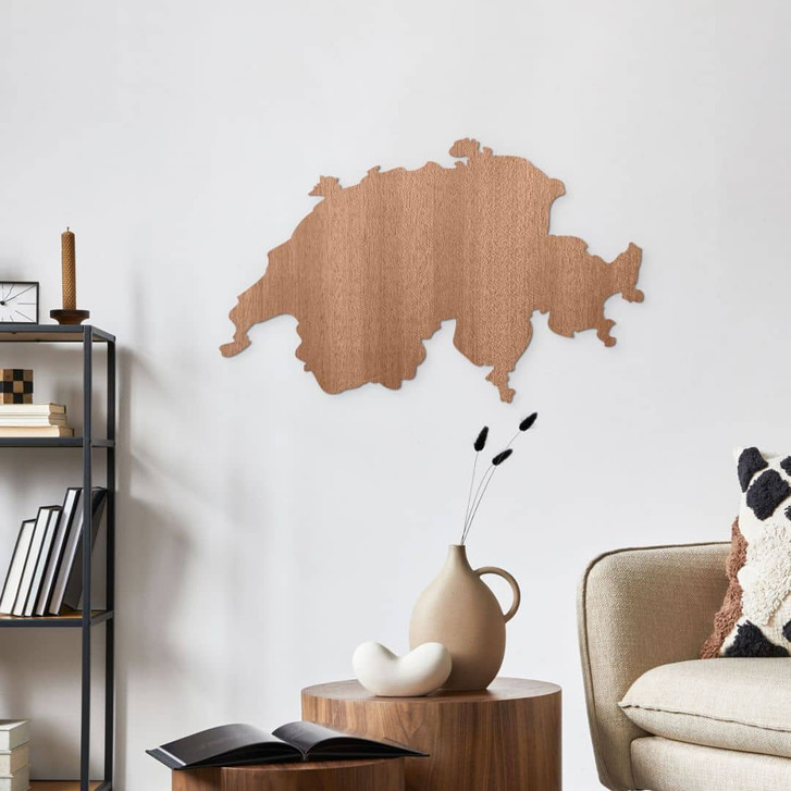 Holzdeko Karte Schweiz - Mahagoni - WA449838