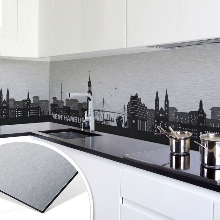 Küchenrückwand - Alu-Dibond Silbereffekt - Mein Hamburg - WA234132