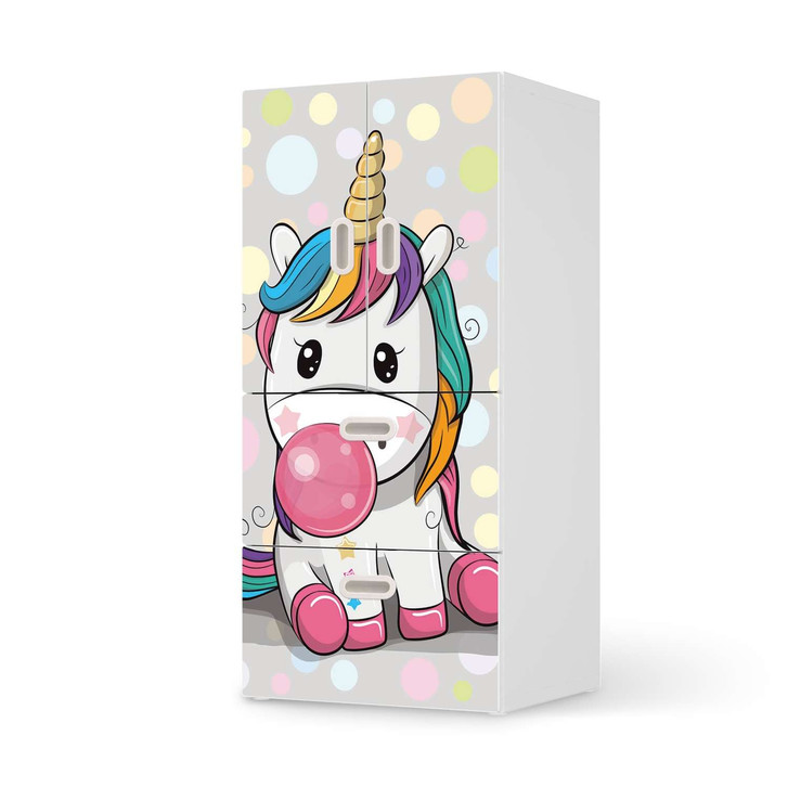 Möbelfolie IKEA Stuva / Fritids - 2 Schubladen und 2 kleine Türen - Rainbow das Einhorn - CR117493