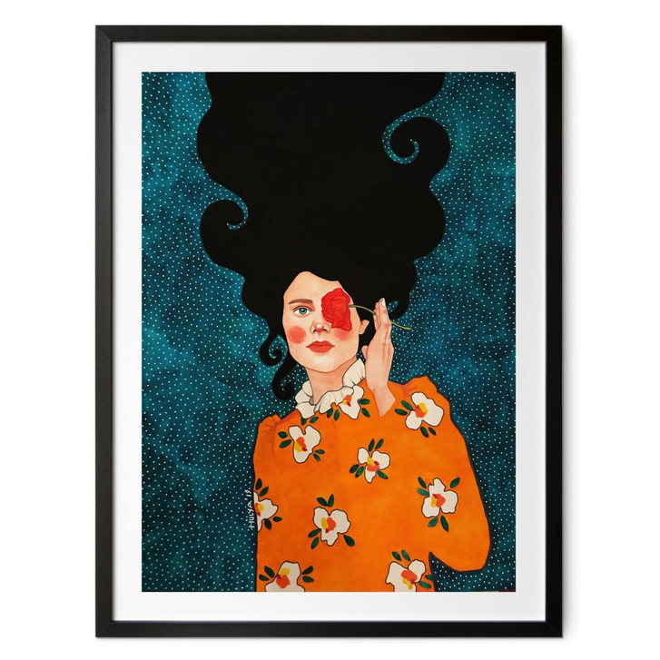 Poster Geheimnisvolle Frau mit Rose - Hülya - WA487542