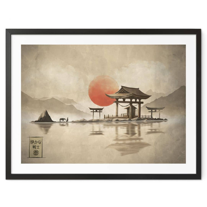 Poster Japanischer Tempel im Sonnenaufgang - Roze - WA448058