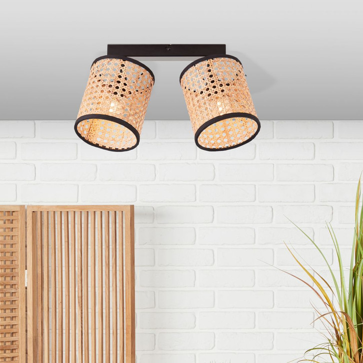 Spotbalken Toni, beige, 21 x 31 cm, Rattan Innenleuchte - WA438967