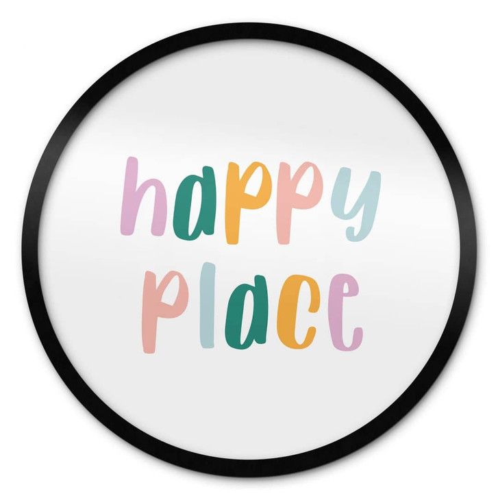 Spruch Poster - Happy place - Rund - WA408711