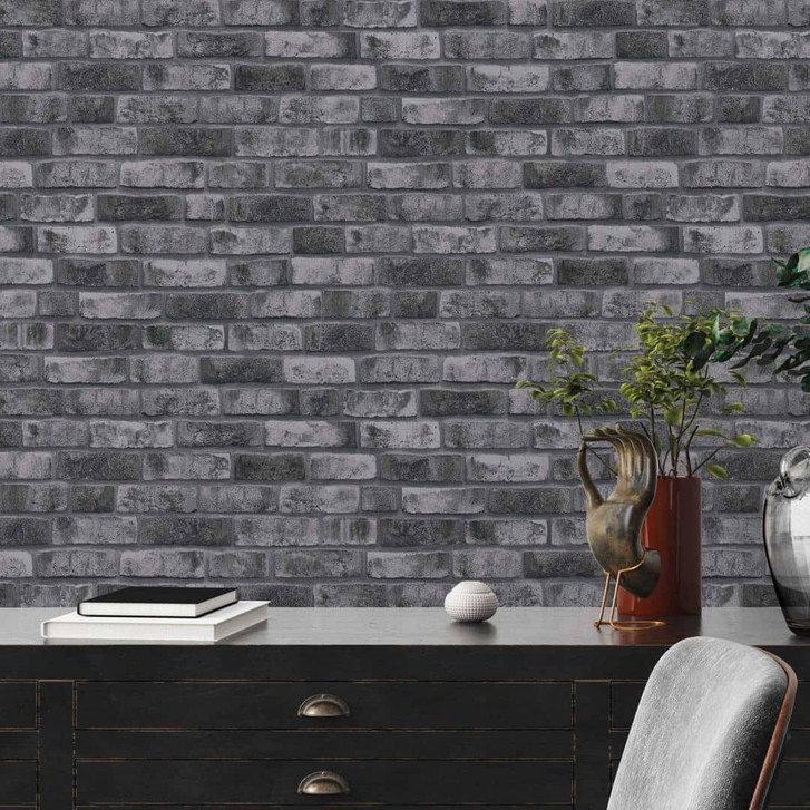 Vliestapete Steinoptik Anthrazit Grau - Backsteintapete Vlies - Tapete Steinwand - WA395742