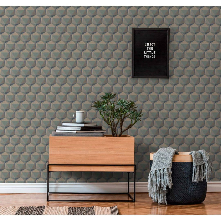 3D Vliestapete skandinavisch Blau Beige - Küchen Tapete - WA506395