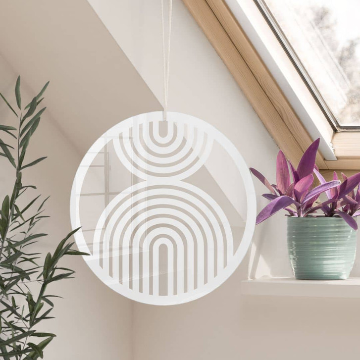 Acrylglasbild, Fensterbild zum Aufhängen Regenbogen - Boho - Rund - WA393284