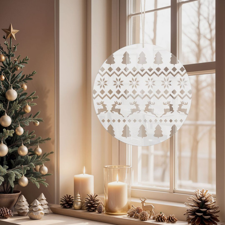 Acrylglasbild, Fensterbild zum Aufhängen Weihnachtliches Muster - Rund - WA415706