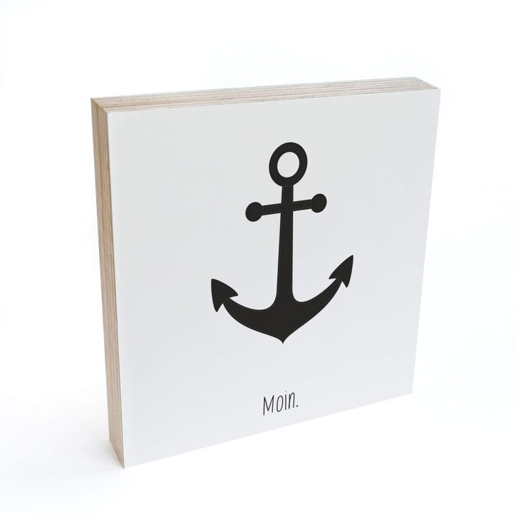 Holzbild zum Hinstellen - Moin mit Anker - 15x15cm - WA295685