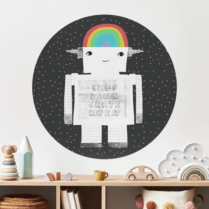 Kinderzimmer Wandtattoo Regenbogen-Roboter Sleep Laugh Create - Treechild - Rund - WA501213
