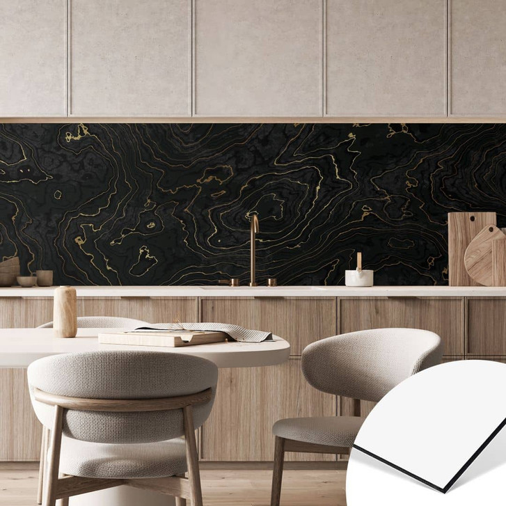 Küchenrückwand Abstrakte Linien Schwarz-gold - Amini - WA495870