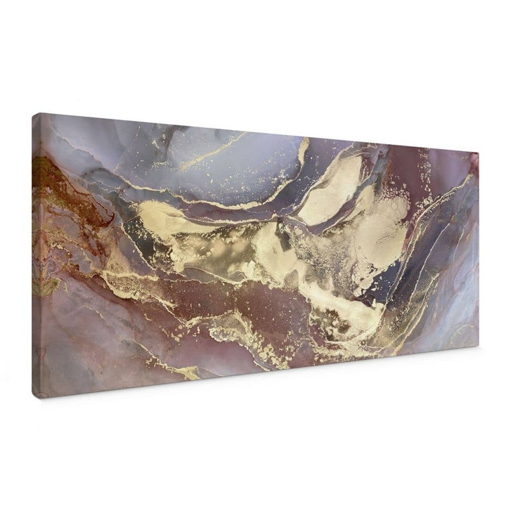 Leinwandbild Edle Strukturen in Gold und Violett - Shelest - Panorama - WA472519