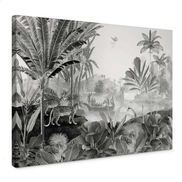 Leinwandbild Sir Edward - Landschaft mit Leoparden schwarz weiss - WA374634