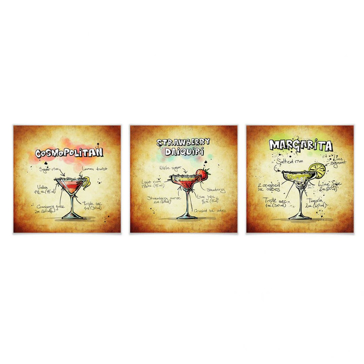 Poster Cocktails Set 01 (3-teilig) - WA158955
