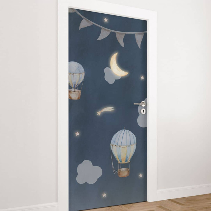 Türfolie Kinderzimmer - Heissluftballons Nacht - Kvilis - Selbstklebende Türdeko - WA510053