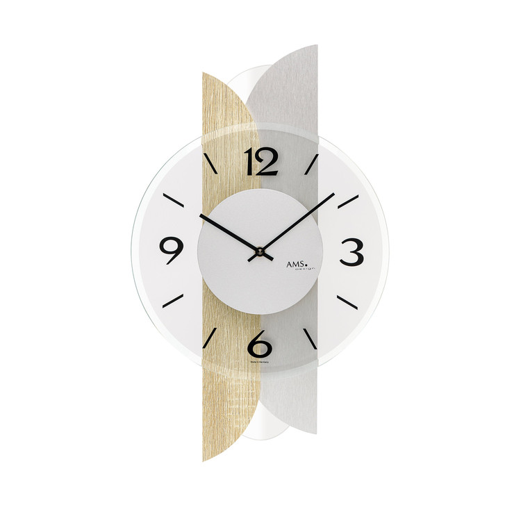Wanduhr Holzgehäuse Sonoma-Aluminium Auflage - UG100679