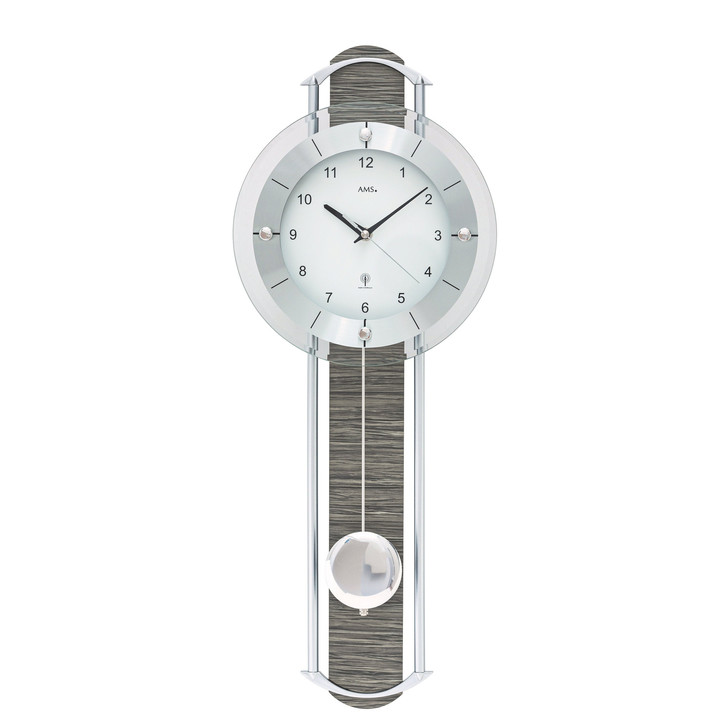 Funkwanduhr Pendeluhr Lackierte Metallstäbe - Holzstruktur-Holzeinlage - UG100785