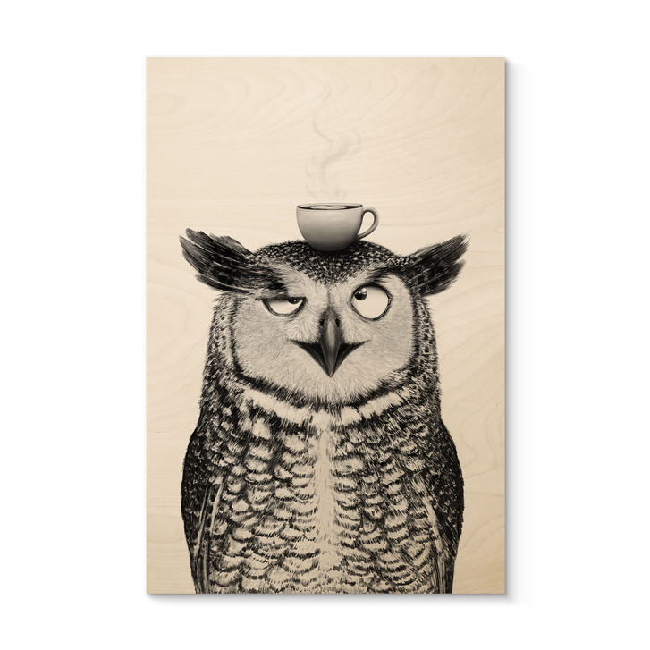 Holzbild Lustige Eule mit Kaffee - Korenkova - WA516621