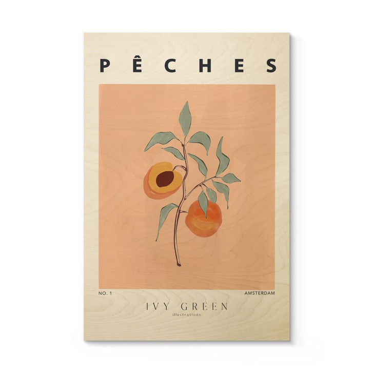 Holzbild Saftige Pfirsiche - Ivy Green Illustration - WA401450