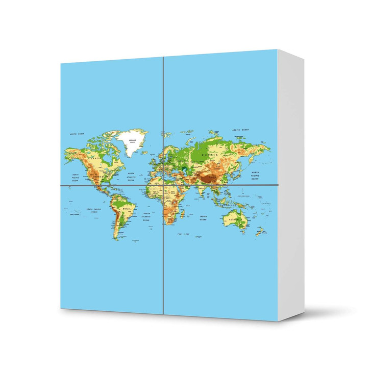 Klebefolie IKEA Besta Schrank 4 Türen - Geografische Weltkarte - CR110832
