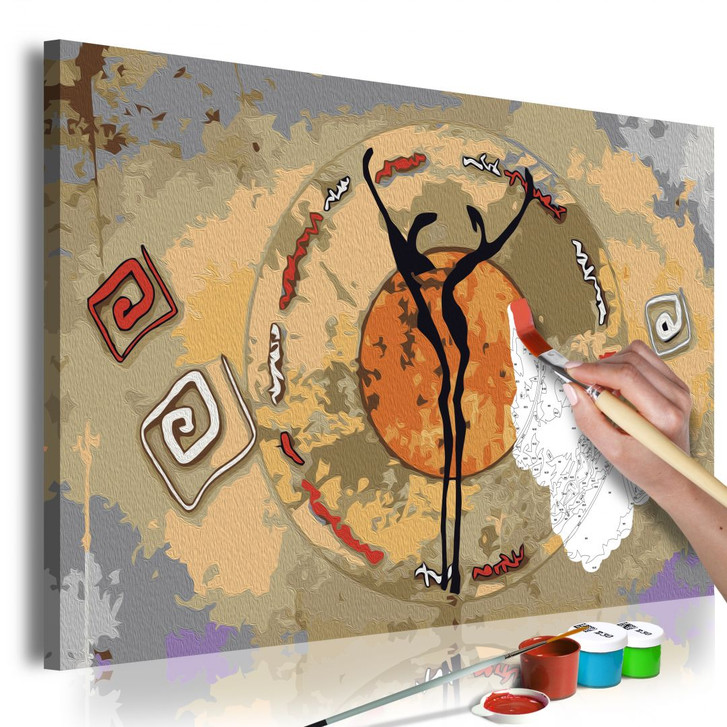 Malen nach Zahlen Leinwandbild - Afrikanischer Tanz - 50 x 40 cm - mit Keilrahmen - bespannt - WA437794