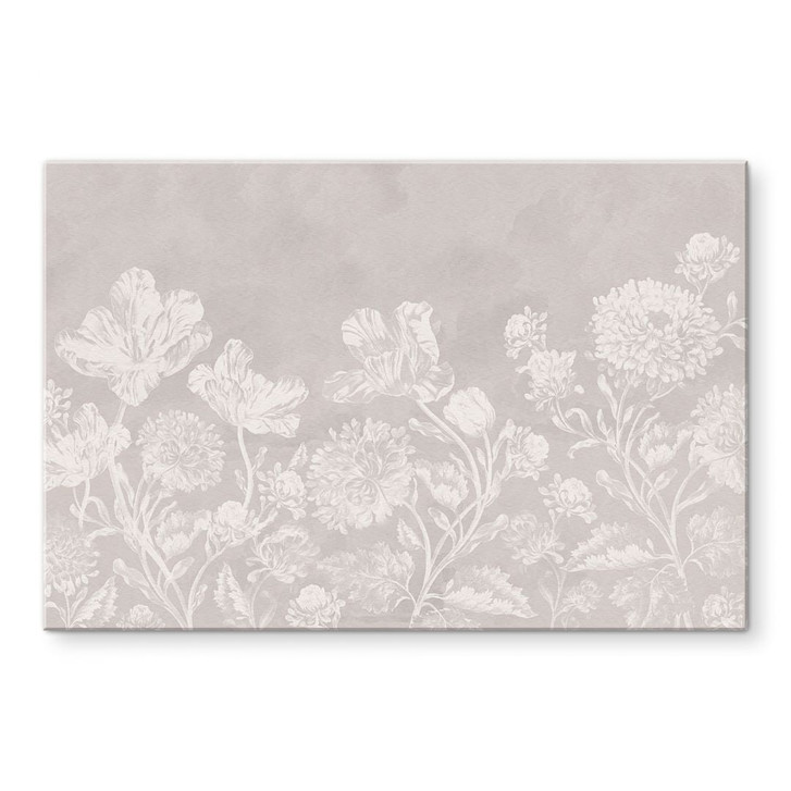 Wandbild Wildblumen in Kreide-Optik Beige - Bloomery Decor - Alu-Dibond - WA491823