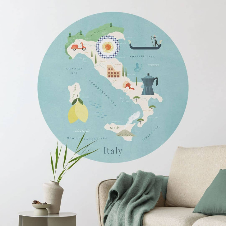 Wandtattoo Karte von Italien - Rivers - Rund - WA413303