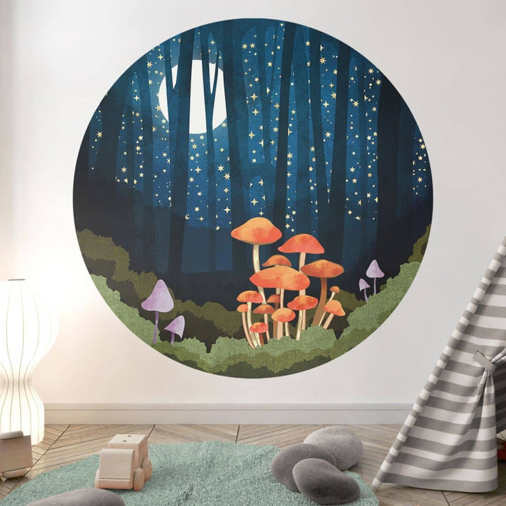 Wandtattoo Wald und Sterne in der Nacht - SpaceFrog Designs - Rund - WA413280