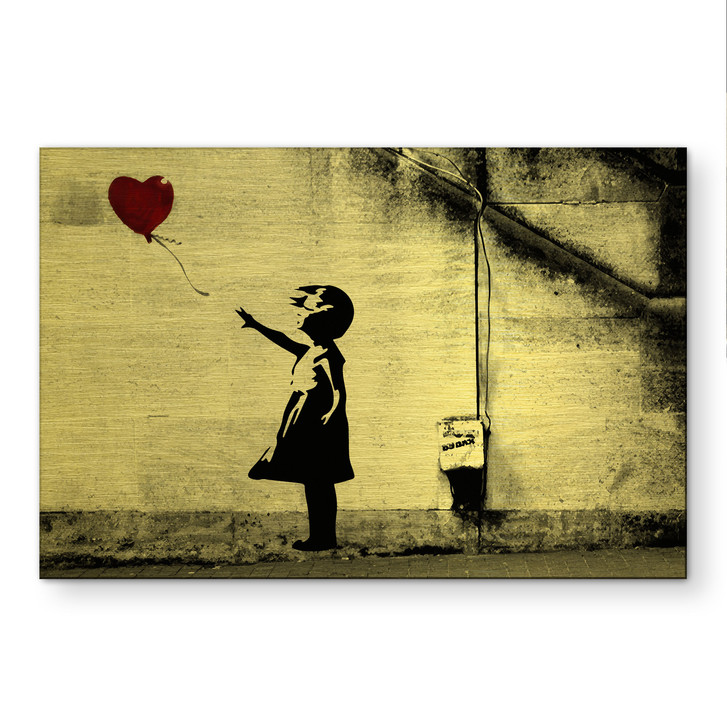 Alu-Dibond gebürstet mit Goldeffekt - Girl with Balloon - Banksy - WA515871