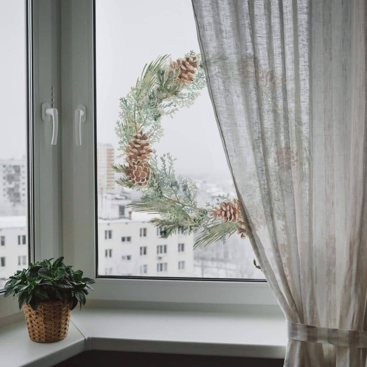 Fensterbild Tannenkranz mit Zapfen - WA326058