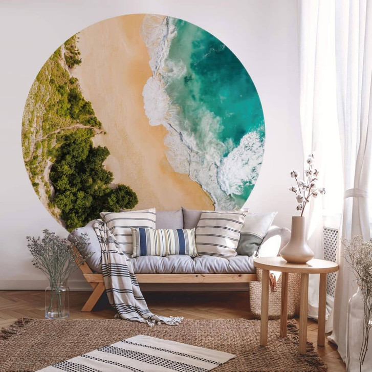 Fototapete Colombo - Strandblick von oben - Rund - Selbstklebend/Vlies - WA320241