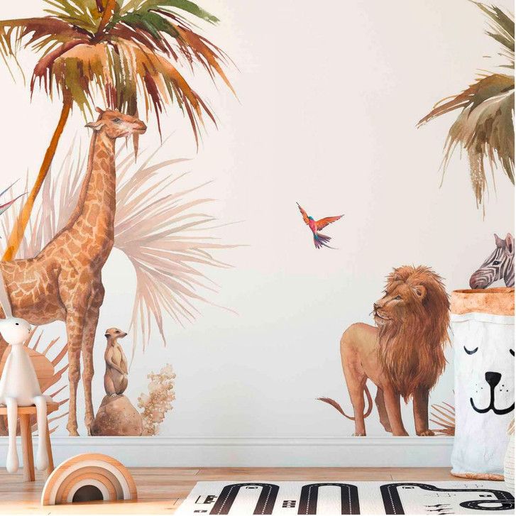 Fototapete Tiere SavannahAnimal in weiss braun - Vliestapete Designwalls 2 - 2.55x3.5 m - WA386002