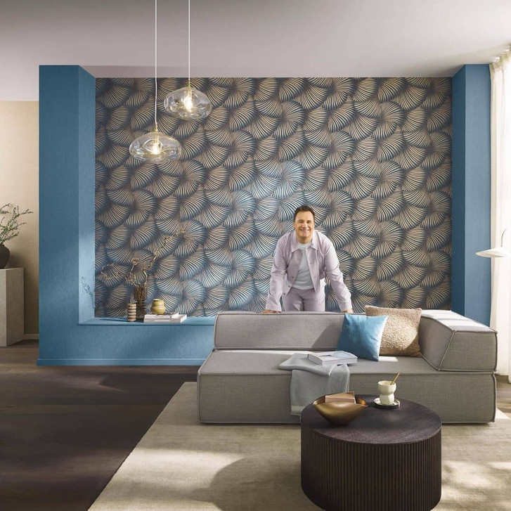 Guido Maria Kretschmer Grafiktapete Twill Fashion for Walls 5 blau - WA485158