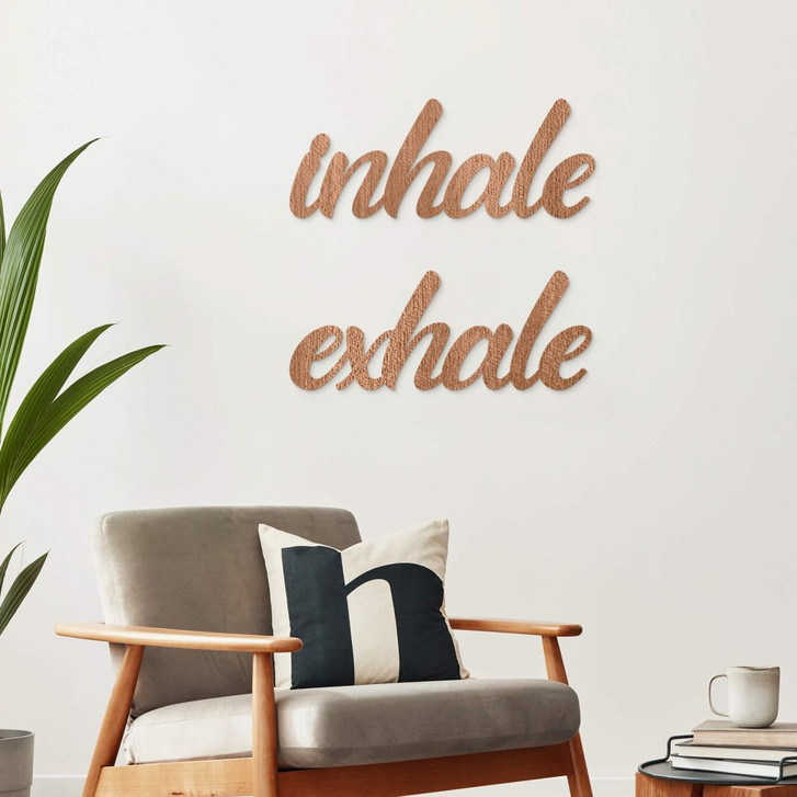 Holz-Deko 3D Schriftzug inhale exhale - Mahagoni - WA402078