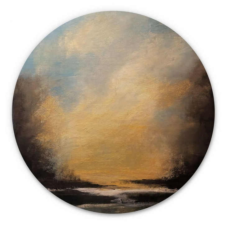 Holzbild Goldenes Licht am Abendhimmel - Bergius - Rund - WA471870