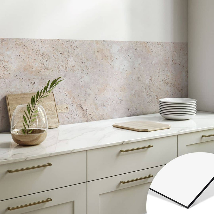 Küchenrückwand Textur einer beigen Steinmauer - Pictufy Studio - WA443954