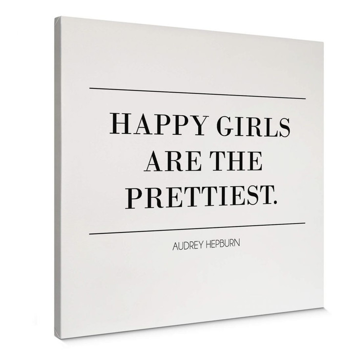 Leinwandbild Audrey Hepburn - Happy girls are the prettiest 02 - Quadratisch - WA306767