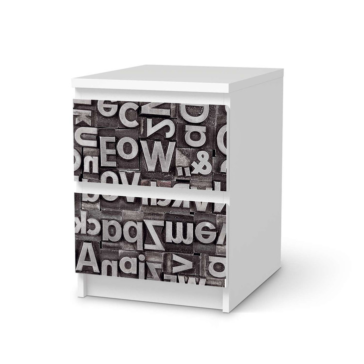 Möbelfolie IKEA Malm Kommode 2 Schubladen - Alphabet - CR116089