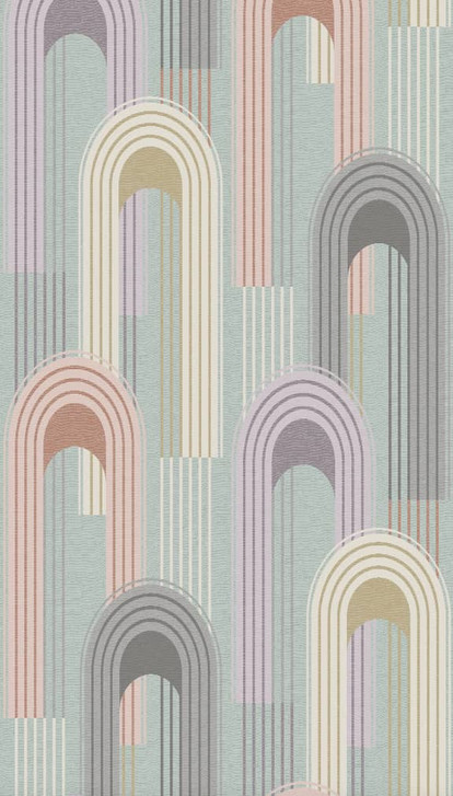 Vliestapete mit Rundbogen Motiv in grün, beige Grafisch - WA444575