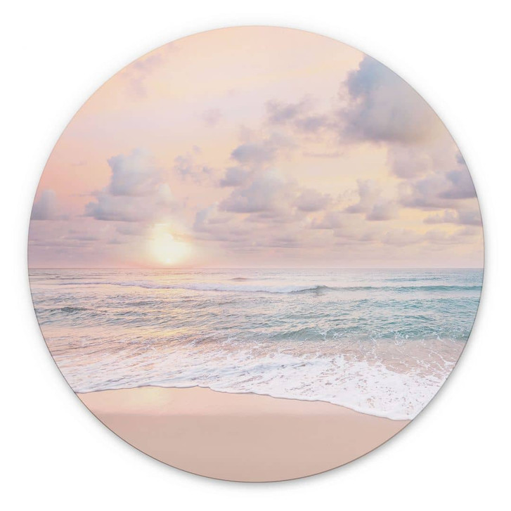 Wandbild Sonnenuntergang über Strand und Meer - Sisi & Seb - Alu-Dibond Rund - WA464743