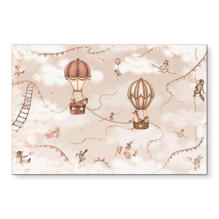 Wandbild Tierisches Abenteuer mit Heissluftballon - Oliver Robins - Alu-Dibond - WA512319