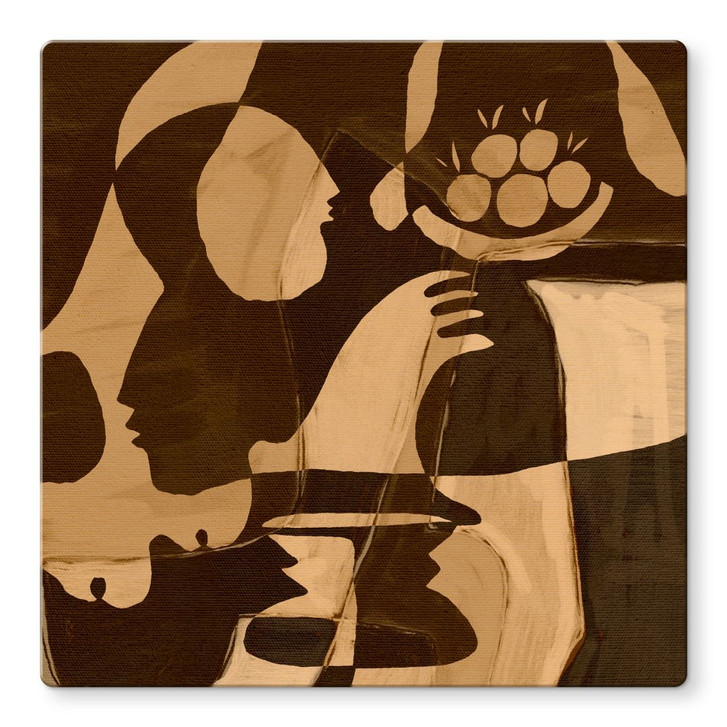 Glasbild Abstrakte Komposition in warmen Erdtönen - Al Dafai - Quadratisch - WA437018